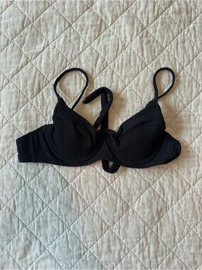 SHEIN Black Ribbed Underwire Bikini Top